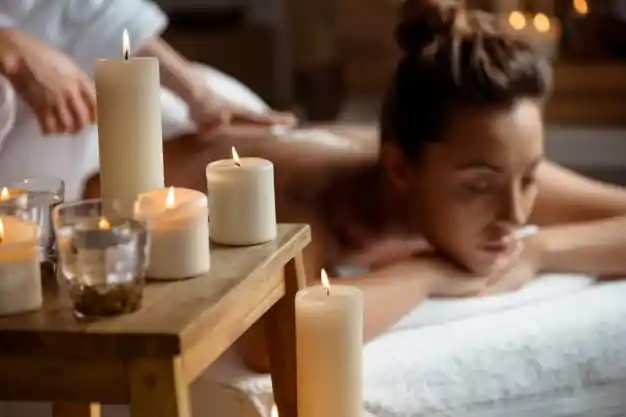 Young Woman Relaxing Spa Salon